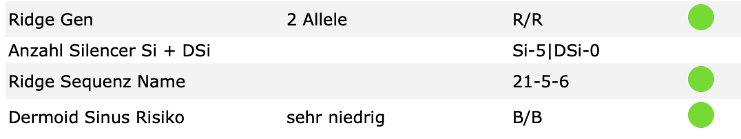 Dermoid Sinus und Ridge Gen test